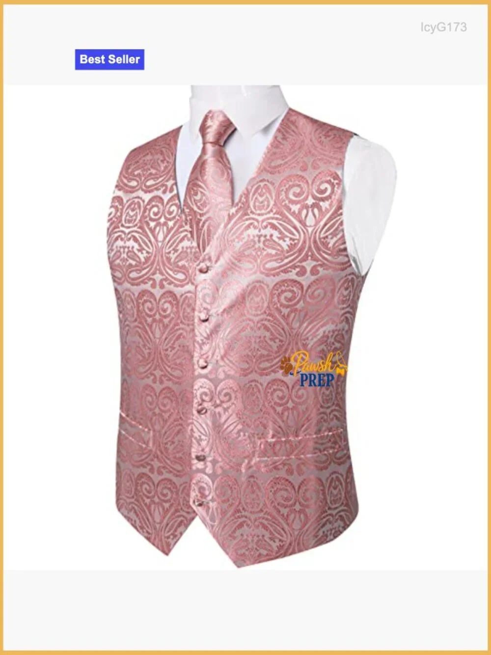 Men's Silk Vest and Tie Set 6PCS Formal Waistcoat for Wedding Party